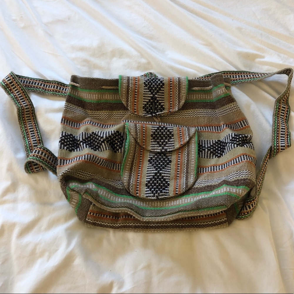 Woven Fabric Patterned Backpack